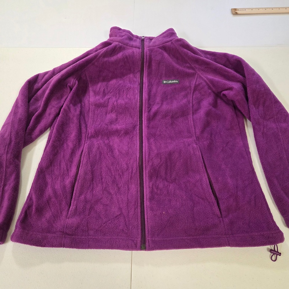 Columbia Womens Purple Full Zip Fleece Jacket Plus Size 1X Mock Neck Outdoor